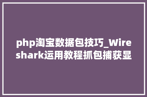 php淘宝数据包技巧_Wireshark运用教程抓包捕获显示过滤器表达式追踪流