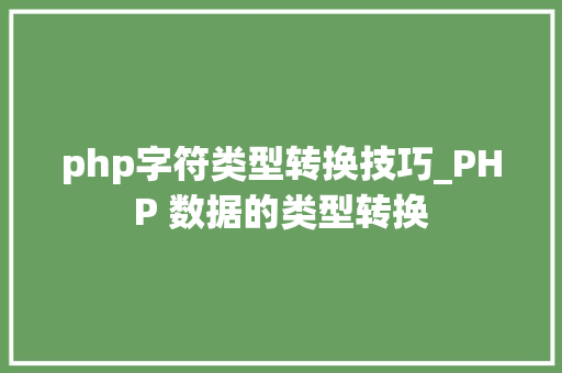 php字符类型转换技巧_PHP 数据的类型转换