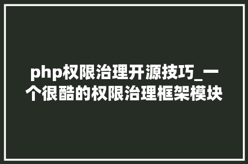 php权限治理开源技巧_一个很酷的权限治理框架模块化插件化极速开拓永远免费