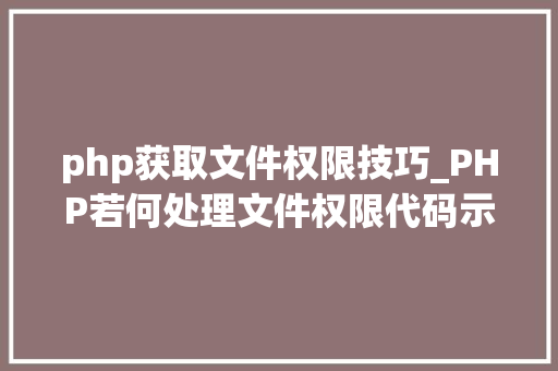 php获取文件权限技巧_PHP若何处理文件权限代码示例