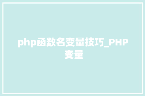php函数名变量技巧_PHP 变量