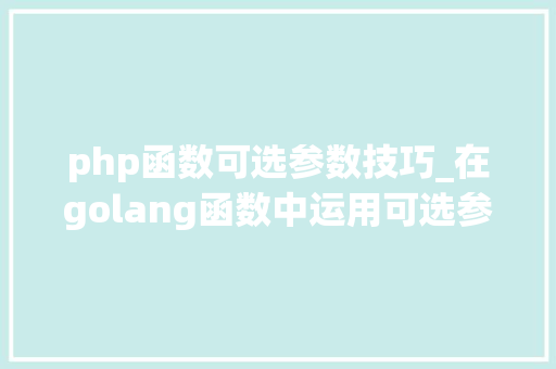 php函数可选参数技巧_在golang函数中运用可选参数运用JWT的例子讲解