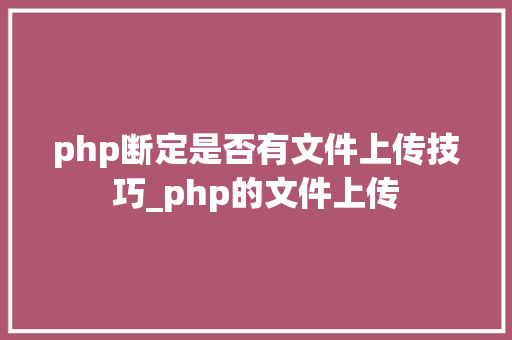 php断定是否有文件上传技巧_php的文件上传