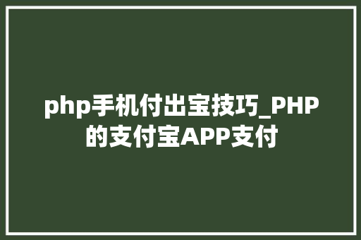 php手机付出宝技巧_PHP的支付宝APP支付