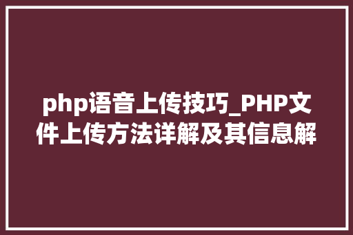 php语音上传技巧_PHP文件上传方法详解及其信息解析附视频