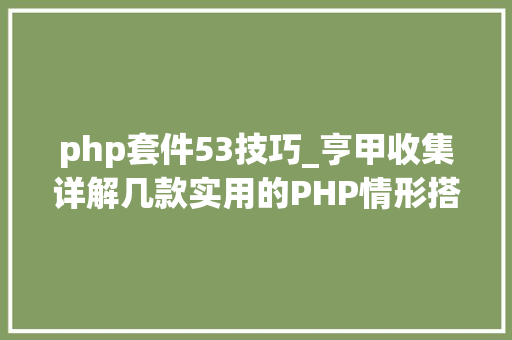 php套件53技巧_亨甲收集详解几款实用的PHP情形搭建对象