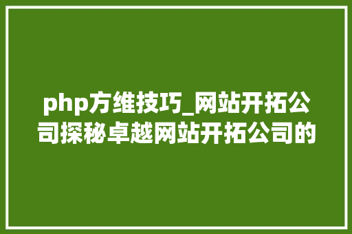 php方维技巧_网站开拓公司探秘卓越网站开拓公司的创意与技能融合