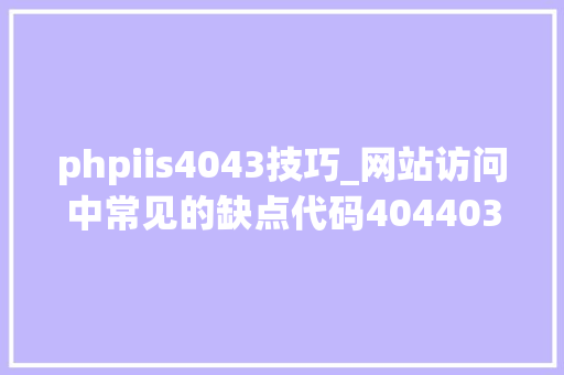 phpiis4043技巧_网站访问中常见的缺点代码404403500