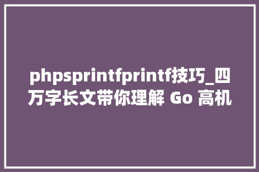 phpsprintfprintf技巧_四万字长文带你理解 Go 高机能编程技法 phpsprintfprintf技巧_四万字长文带你理解 Go 高机能编程技法 网站建设
