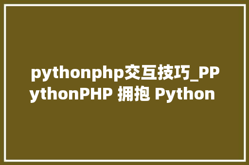 pythonphp交互技巧_PPythonPHP 拥抱 Python 的利器