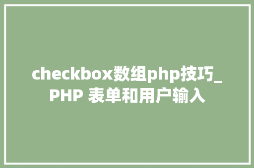 checkbox数组php技巧_PHP 表单和用户输入