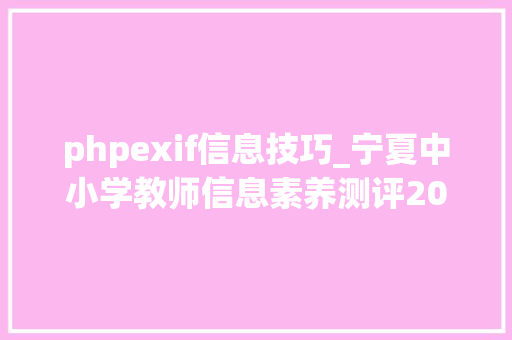 phpexif信息技巧_宁夏中小学教师信息素养测评2020