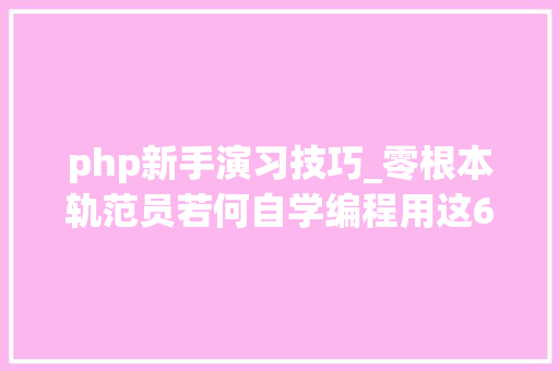 php新手演习技巧_零根本轨范员若何自学编程用这6种方法就够了