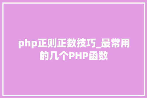 php正则正数技巧_最常用的几个PHP函数