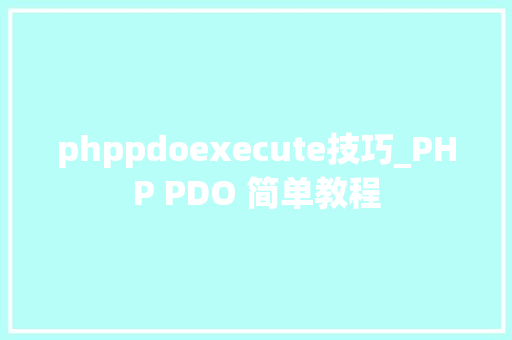phppdoexecute技巧_PHP PDO 简单教程