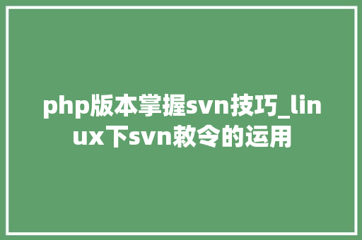 php版本掌握svn技巧_linux下svn敕令的运用
