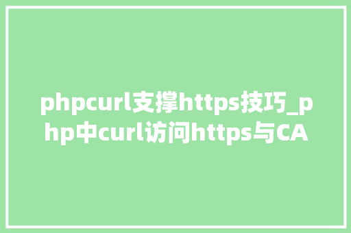 phpcurl支撑https技巧_php中curl访问https与CA证书代码示例