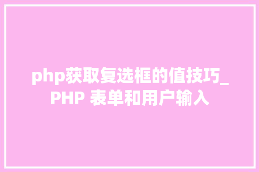 php获取复选框的值技巧_PHP 表单和用户输入