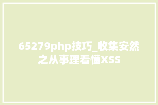 65279php技巧_收集安然之从事理看懂XSS