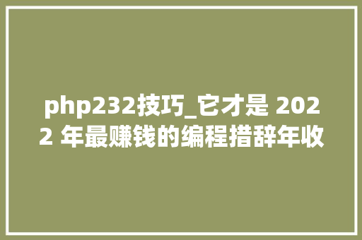php232技巧_它才是 2022 年最赚钱的编程措辞年收入跨越 17 万美元