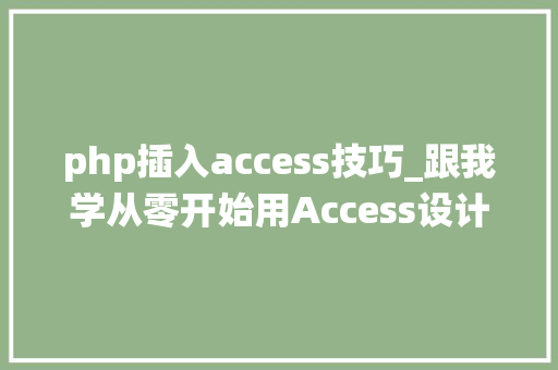 php插入access技巧_跟我学从零开始用Access设计一套完整的系统六