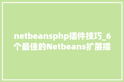 netbeansphp插件技巧_6个最佳的Netbeans扩展插件