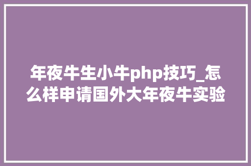 年夜牛生小牛php技巧_怎么样申请国外大年夜牛实验室的博士按照实力排名努力考公费研究生