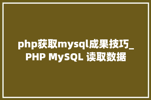 php获取mysql成果技巧_PHP MySQL 读取数据