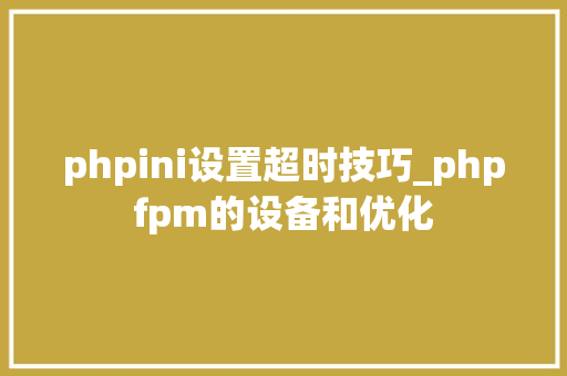 phpini设置超时技巧_phpfpm的设备和优化