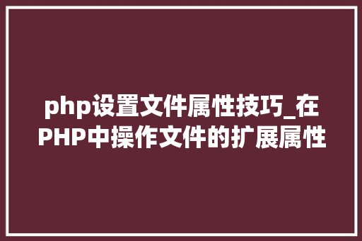 php设置文件属性技巧_在PHP中操作文件的扩展属性