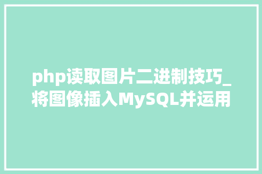 php读取图片二进制技巧_将图像插入MySQL并运用PHP检索图像