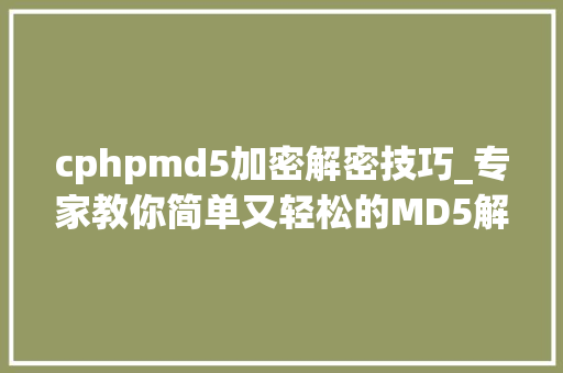cphpmd5加密解密技巧_专家教你简单又轻松的MD5解密方法一看就会