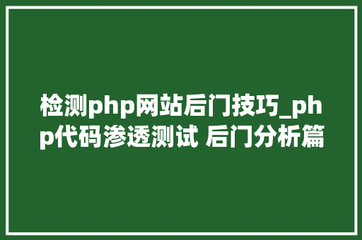 检测php网站后门技巧_php代码渗透测试 后门分析篇