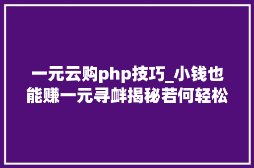 一元云购php技巧_小钱也能赚一元寻衅揭秘若何轻松赚到你的第一个一元