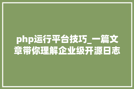 php运行平台技巧_一篇文章带你理解企业级开源日志平台ELK的架构和搭建