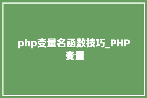 php变量名函数技巧_PHP 变量