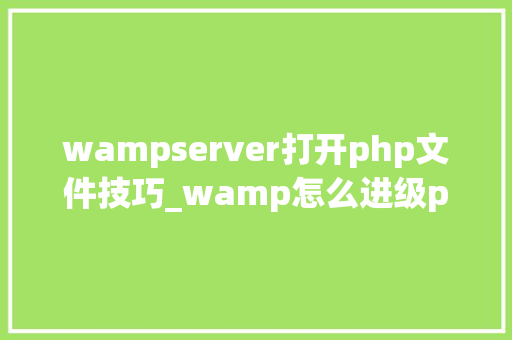 wampserver打开php文件技巧_wamp怎么进级php版本