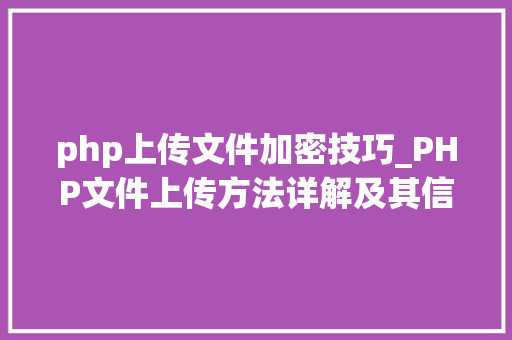 php上传文件加密技巧_PHP文件上传方法详解及其信息解析附视频