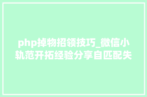 php掉物招领技巧_微信小轨范开拓经验分享自匹配失落物招领