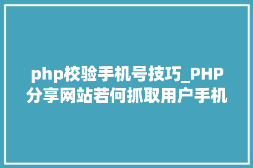 php校验手机号技巧_PHP分享网站若何抓取用户手机号和IP地址