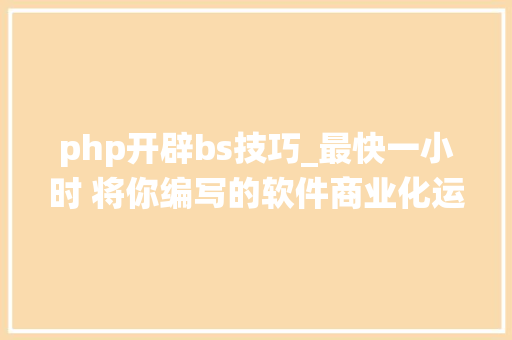 php开辟bs技巧_最快一小时 将你编写的软件商业化运作BSB验证系统
