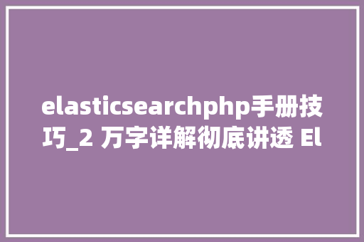 elasticsearchphp手册技巧_2 万字详解彻底讲透 Elasticsearch