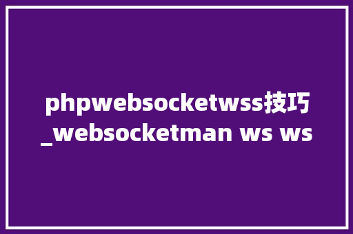phpwebsocketwss技巧_websocketman ws wssws wss测试对象推荐