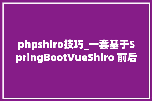 phpshiro技巧_一套基于SpringBootVueShiro 前后端分离 开拓的代码生成器
