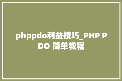 phppdo利益技巧_PHP PDO 简单教程
