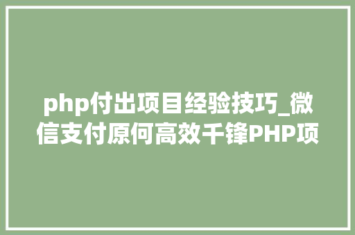 php付出项目经验技巧_微信支付原何高效千锋PHP项目实战公开课带你解密