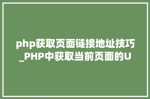 php获取页面链接地址技巧_PHP中获取当前页面的URL地址的方法
