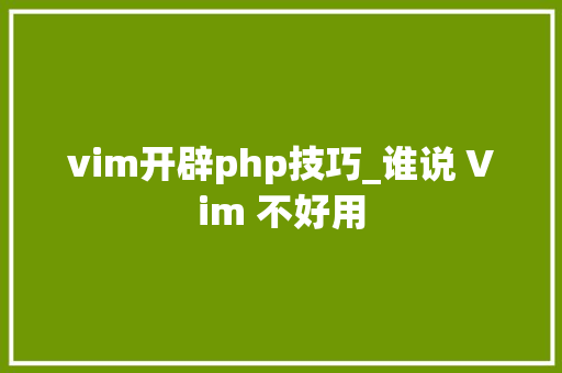 vim开辟php技巧_谁说 Vim 不好用