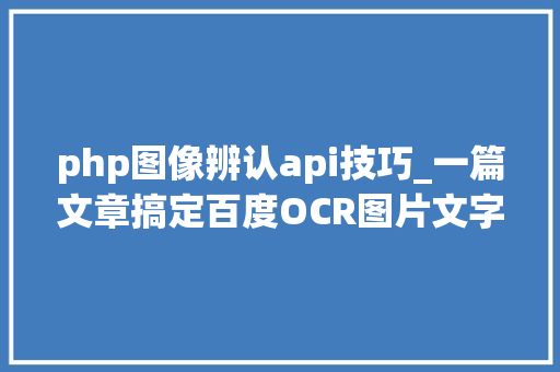 php图像辨认api技巧_一篇文章搞定百度OCR图片文字识别API