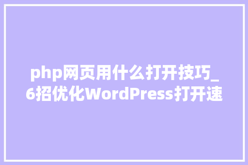 php网页用什么打开技巧_6招优化WordPress打开速度让你的网站飞起来